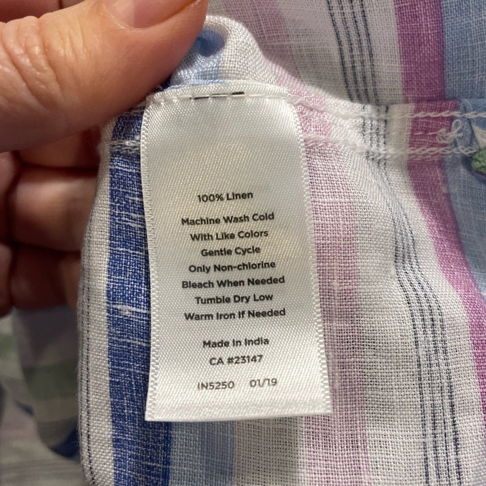TALBOTS LINEN POPOVER STRIPED TUNIC BLOUSE - Medium - Picture 5 of 5